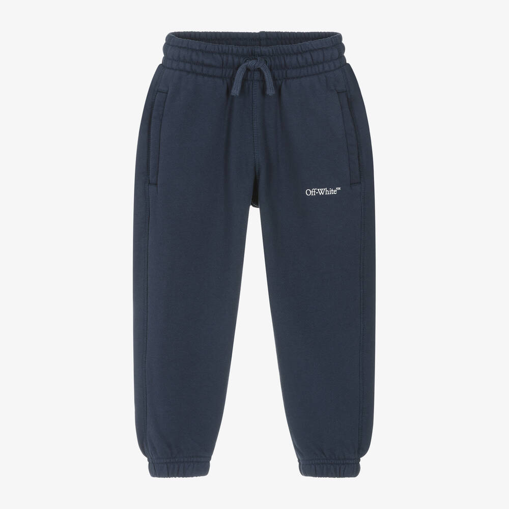 Off-White - Boys Navy Blue Cotton Joggers | Childrensalon