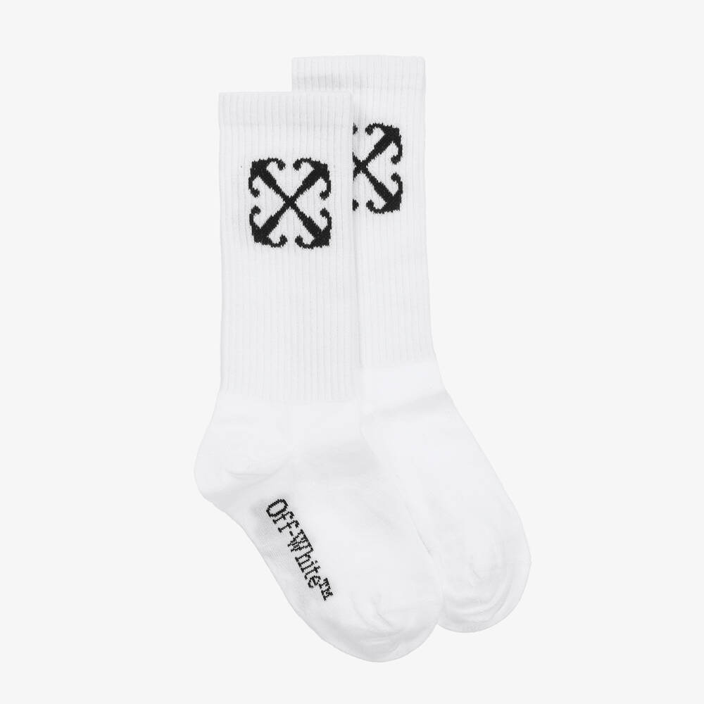 Off-White - Boys White Cotton Arrow Socks | Childrensalon