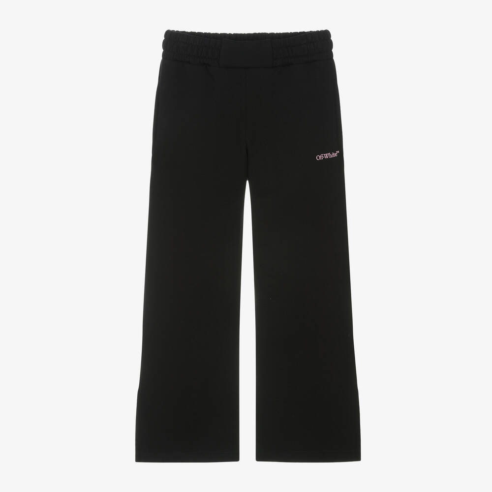 Off-White - Girls Black Cotton Joggers | Childrensalon