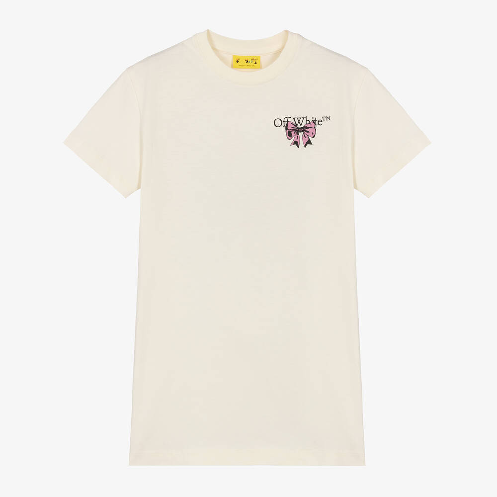 Off-White - Girls Ivory Arrow Logo Cotton Dress | Childrensalon