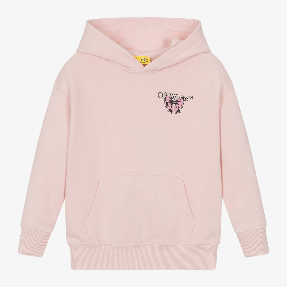 Off-White - Girls Pink Cotton Bow Arrow Hoodie | Childrensalon