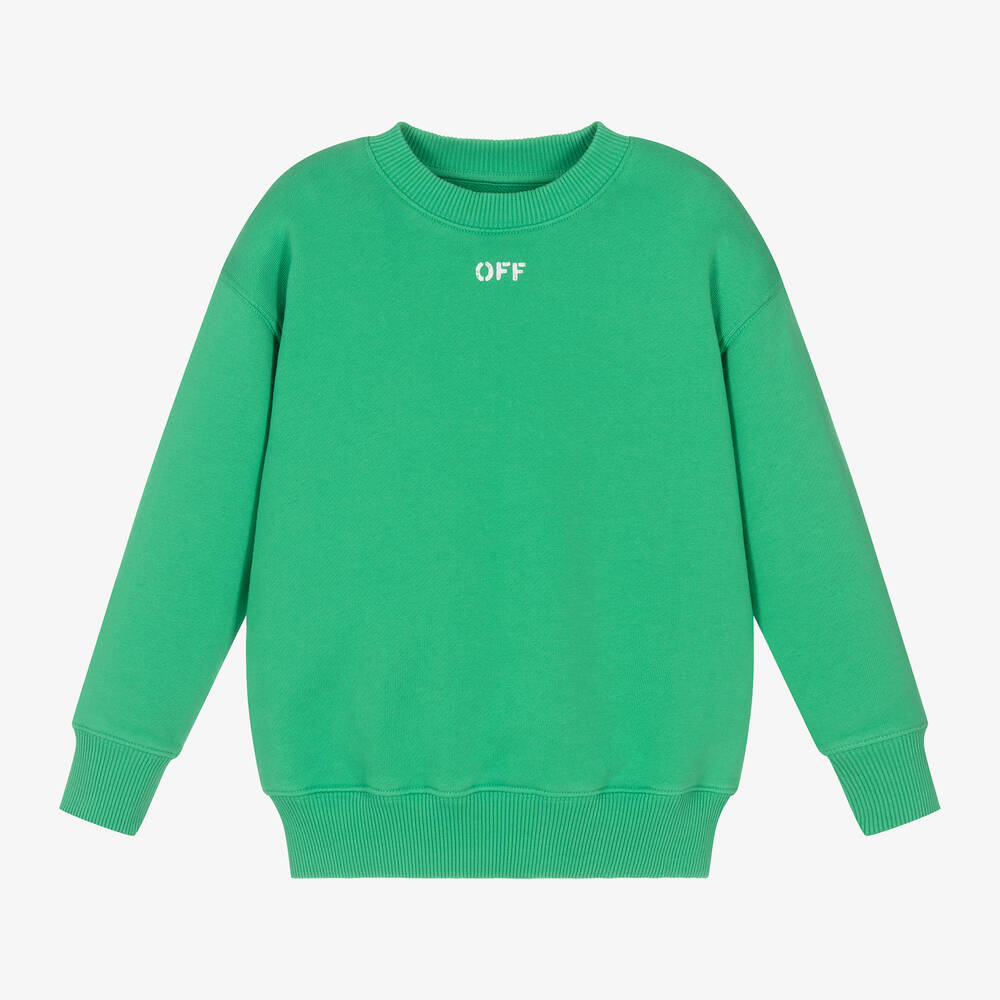 Off-White - Green Cotton Sweatshirt | Childrensalon