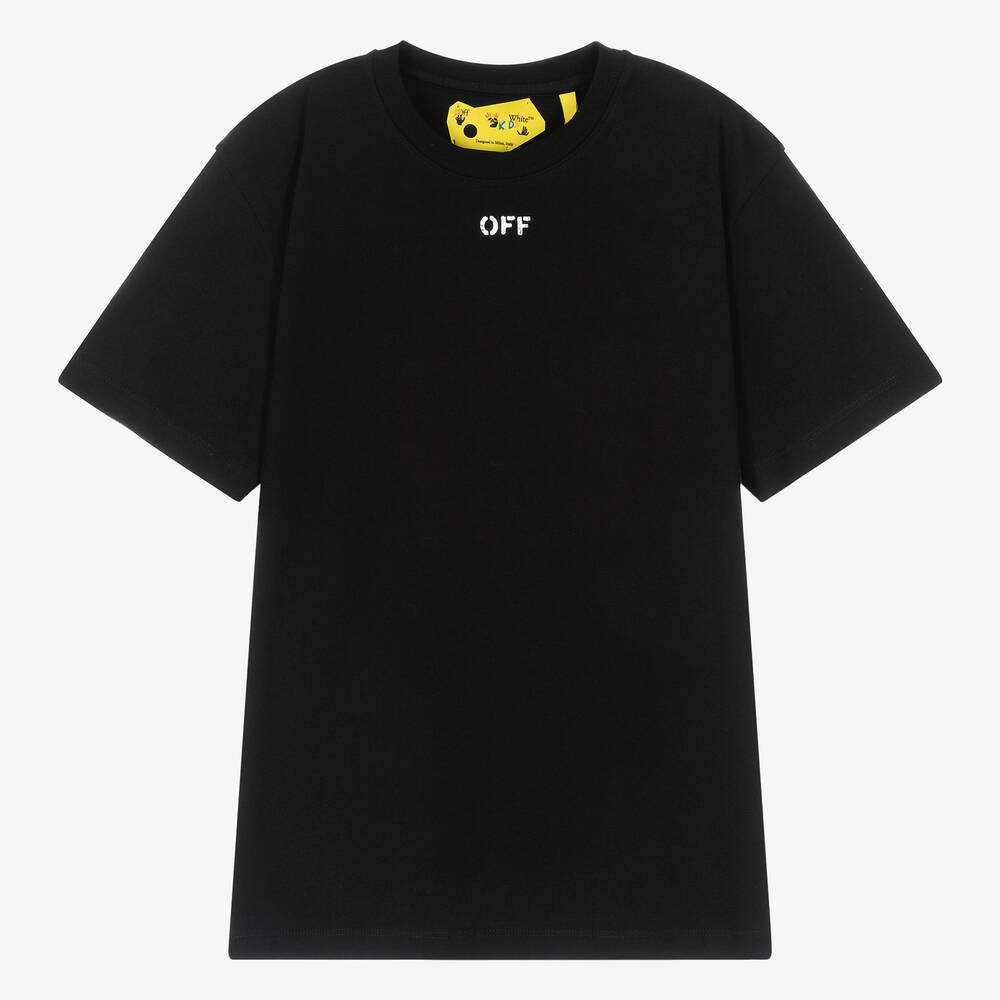 Off-White - Черная хлопковая футболка для подростков | Childrensalon