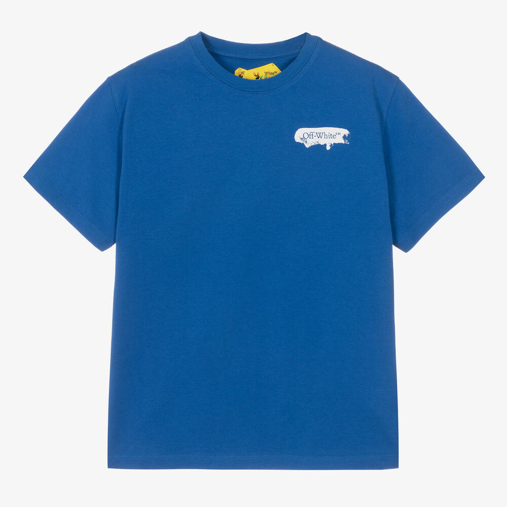Off-White - Teen Blue Cotton T-Shirt | Childrensalon