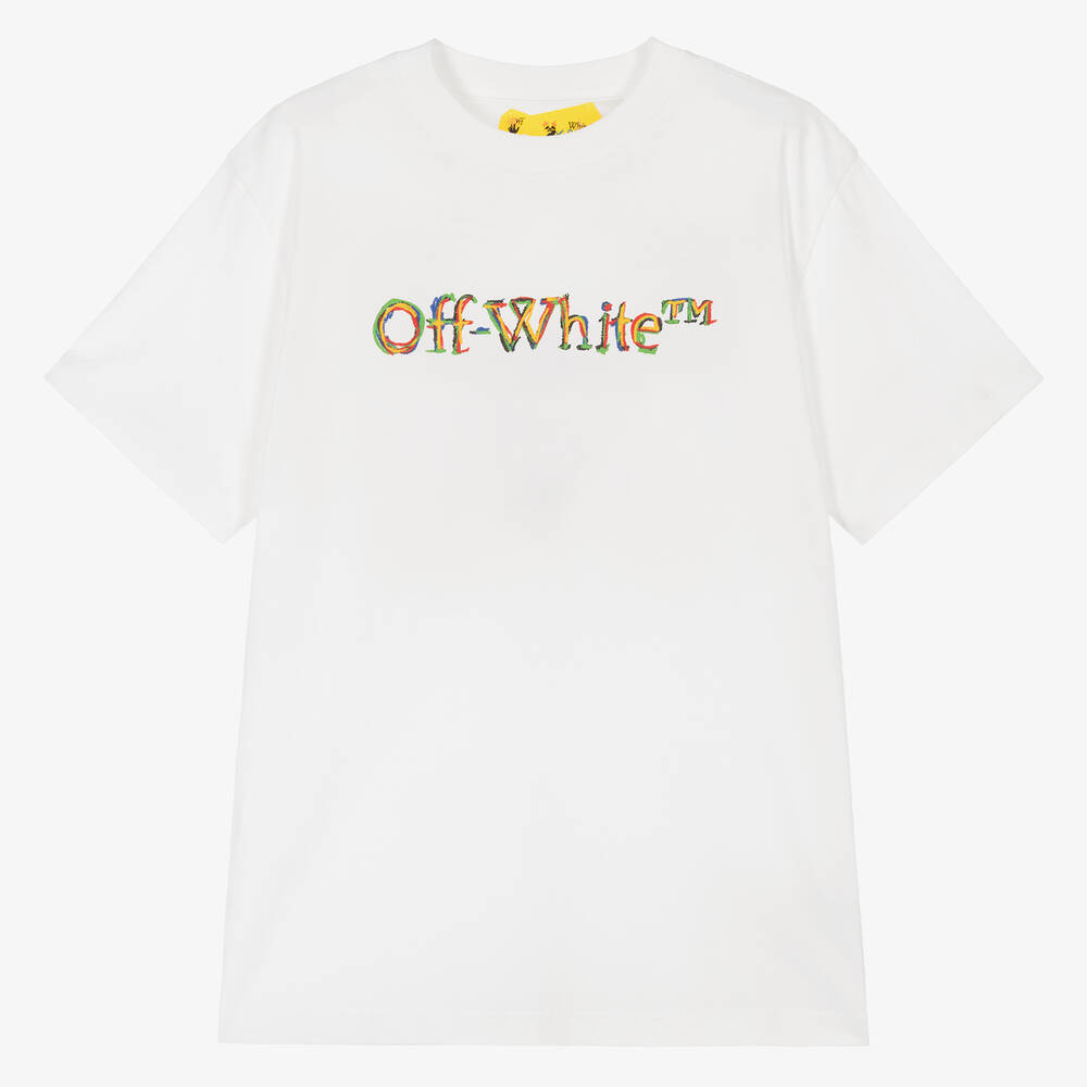 Off-White - Белая хлопковая футболка для мальчиков-подростков | Childrensalon