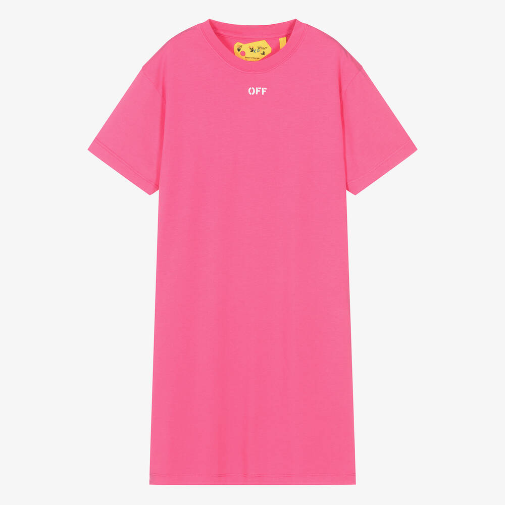 Off-White - Розовое платье-футболка для девочек-подростков | Childrensalon