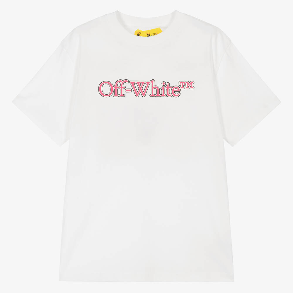Off-White - Teen Girls White Cotton T-Shirt | Childrensalon