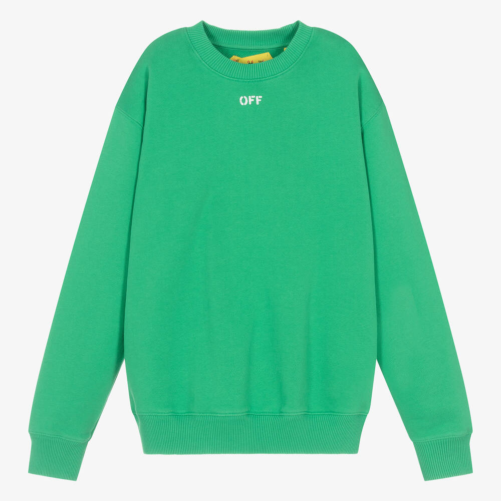 Off-White - Sweat-shirt vert en coton ado | Childrensalon
