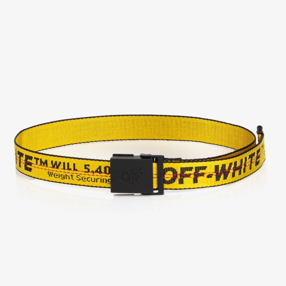 Off-White - Yellow & Black Industrial Logo Belt | Childrensalon