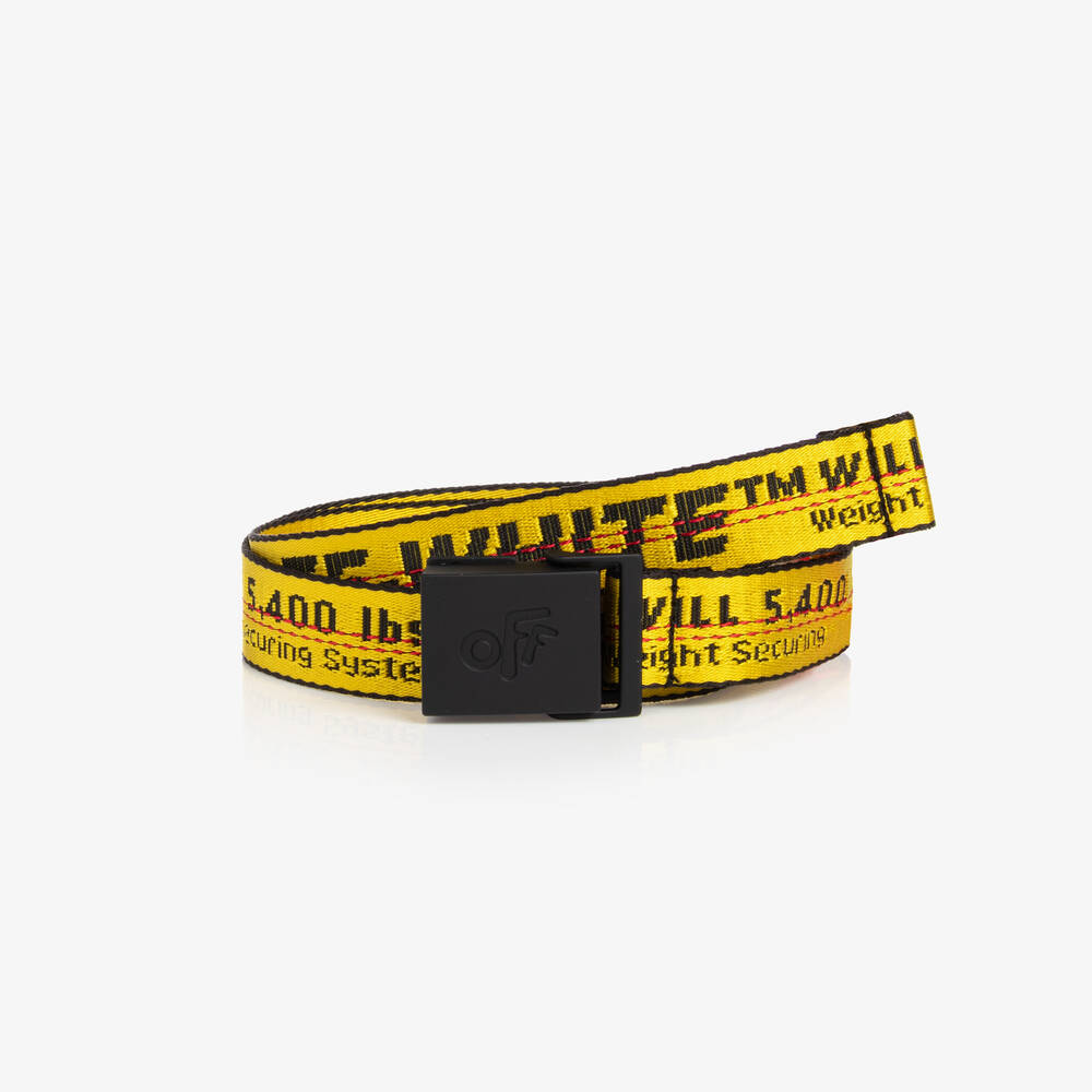 Shop Off-white Boys Yellow & Black Industrial Logo Belt