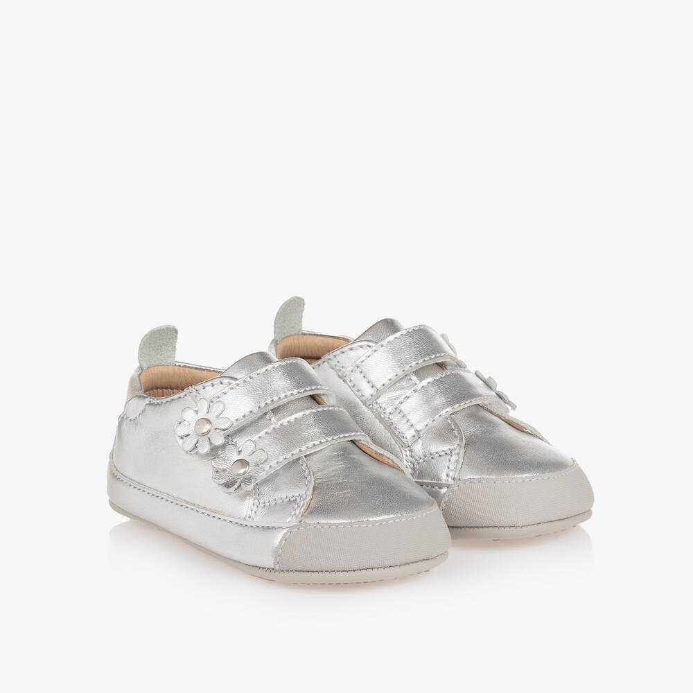 Old Soles - Baby Girls Silver Leather First Walkers | Childrensalon
