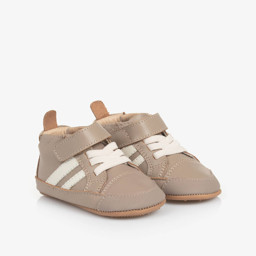 Old Soles - Boys Beige Leather First Walker Shoes | Childrensalon