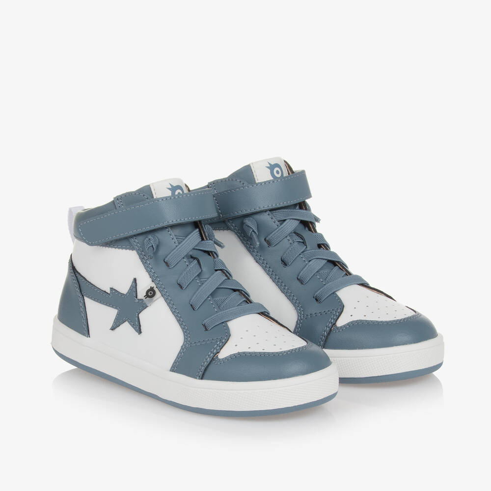 Old Soles - Boys Blue Leather High-Top Trainers | Childrensalon