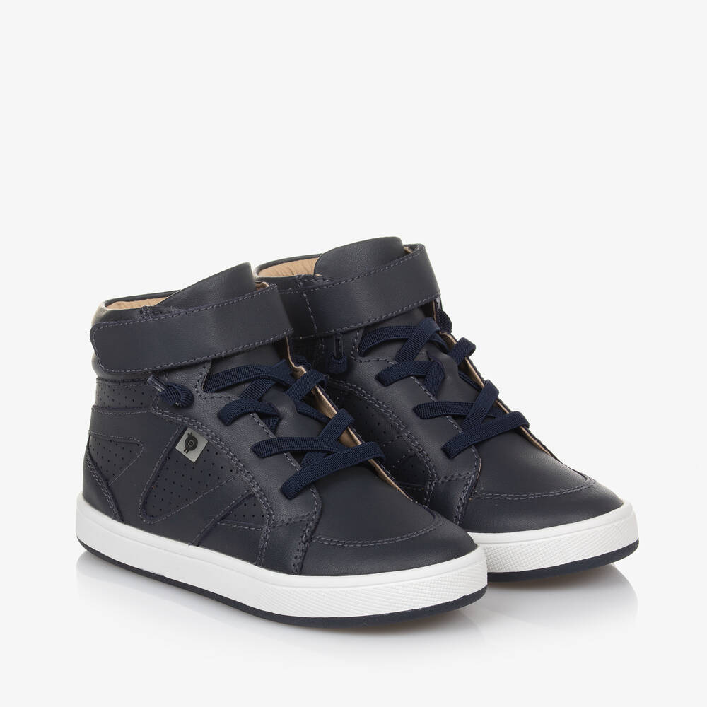 Old Soles - Boys Blue Leather High-Top Trainers | Childrensalon