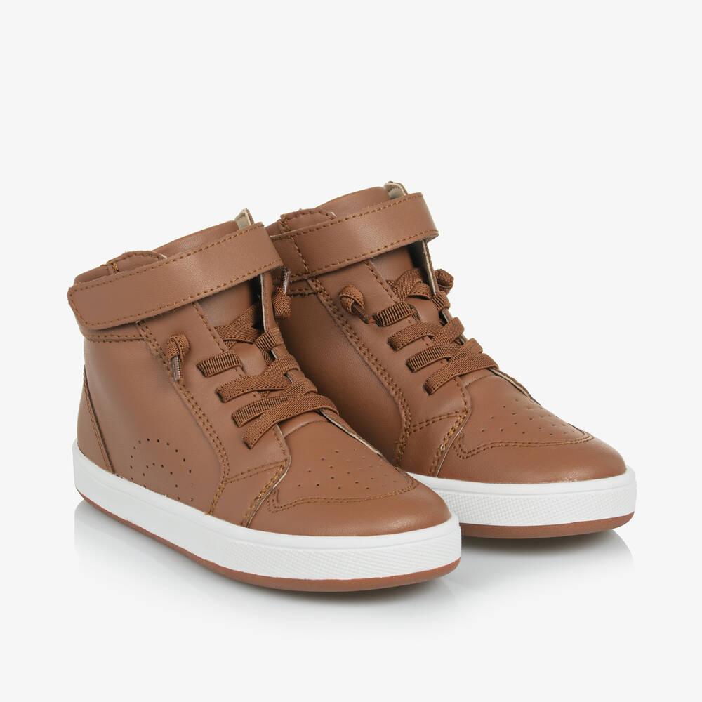 Old Soles - Boys Brown Leather High-Top Trainers | Childrensalon