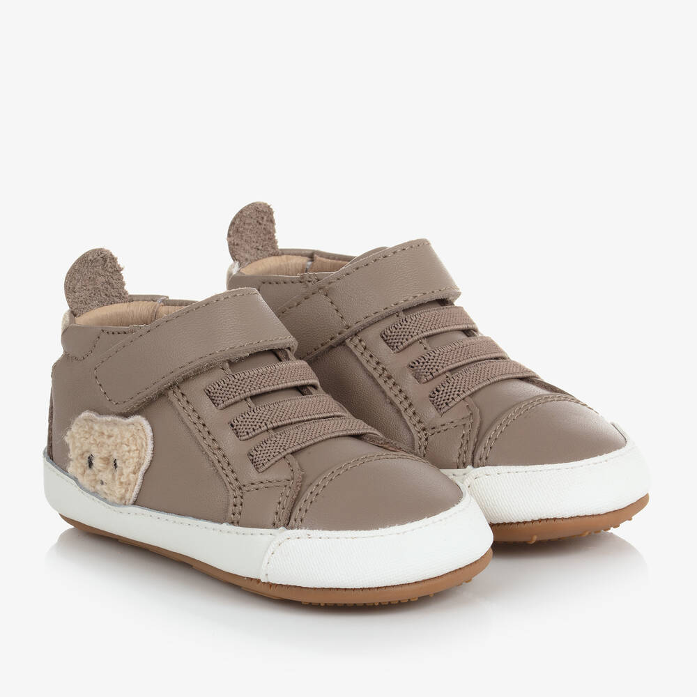Old Soles - Brown Leather Baby First Walker Trainers | Childrensalon