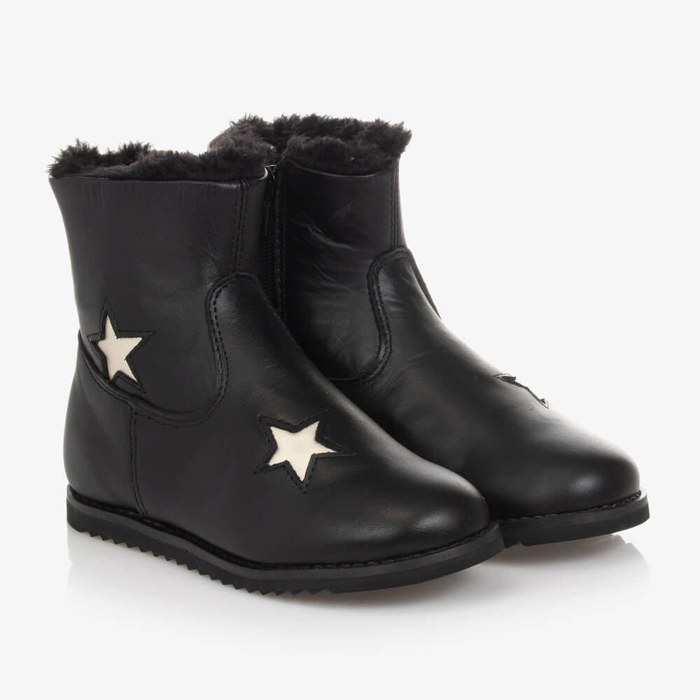 Old Soles - Girls Black Leather Ankle Boots | Childrensalon