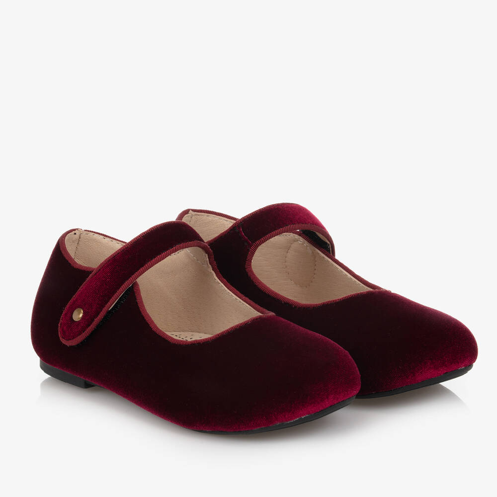 Old Soles - Girls Burgundy Red Velvet Shoes | Childrensalon