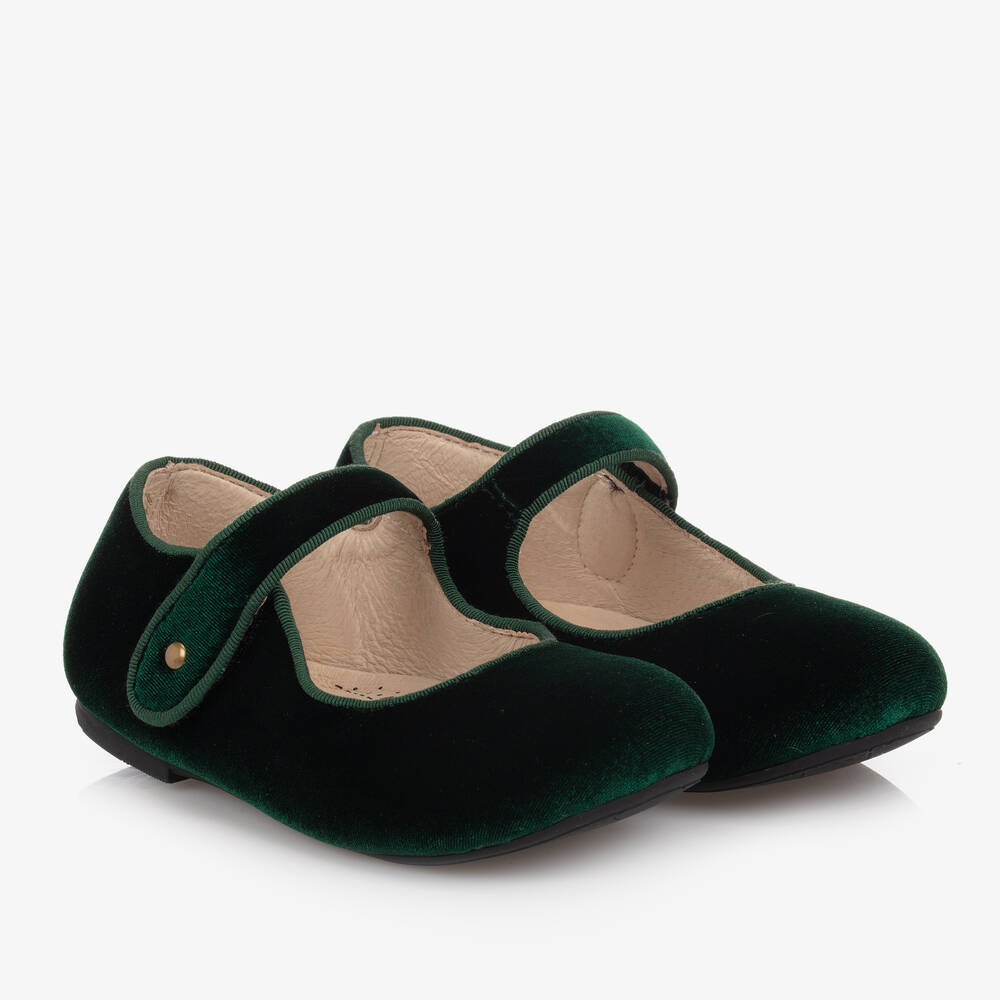 Old Soles - Girls Green Velvet Shoes | Childrensalon