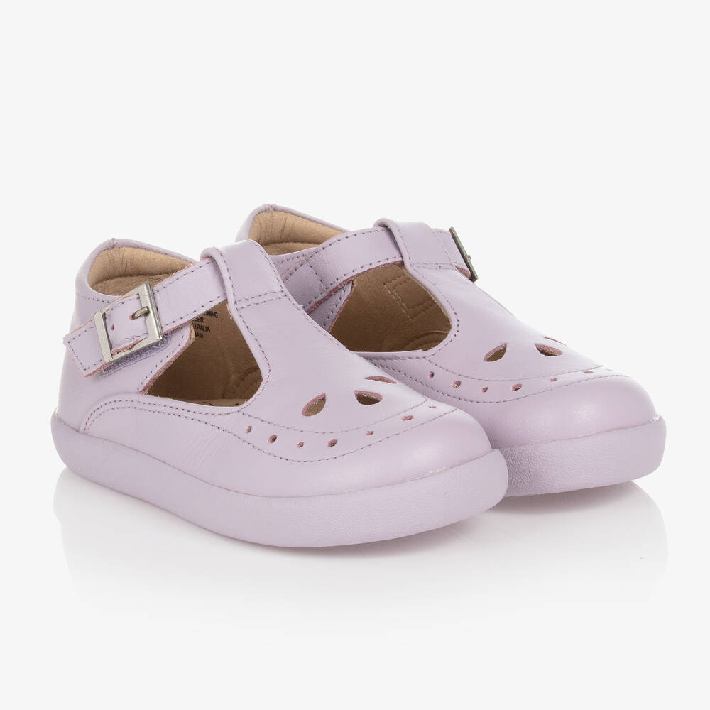 Old Soles - Girls Lilac Leather T-Bar Shoes | Childrensalon