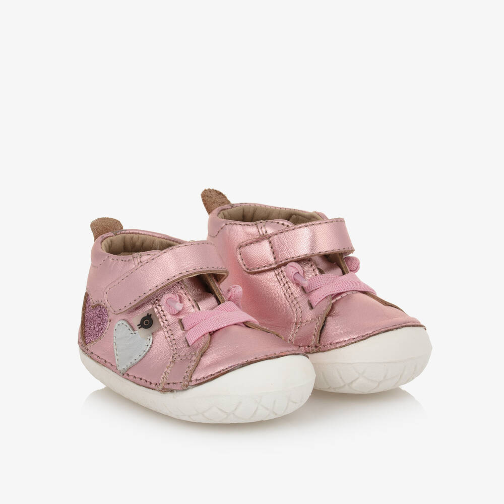 Old Soles - Girls Metallic Pink Leather First Walkers | Childrensalon