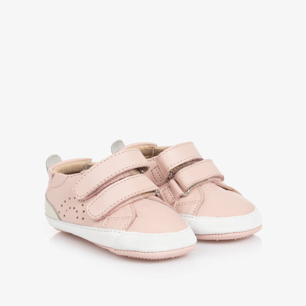 Old Soles - Girls Pink Leather First Walker Trainers | Childrensalon