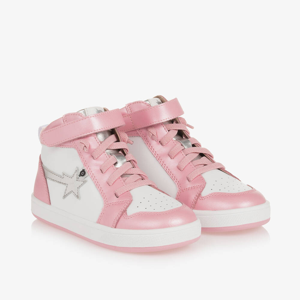 Old Soles - Girls Pink Leather High-Top Trainers | Childrensalon
