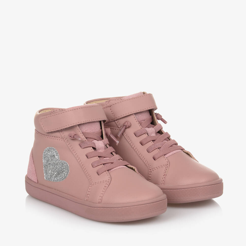 Old Soles - Girls Pink Leather High-Top Trainers | Childrensalon