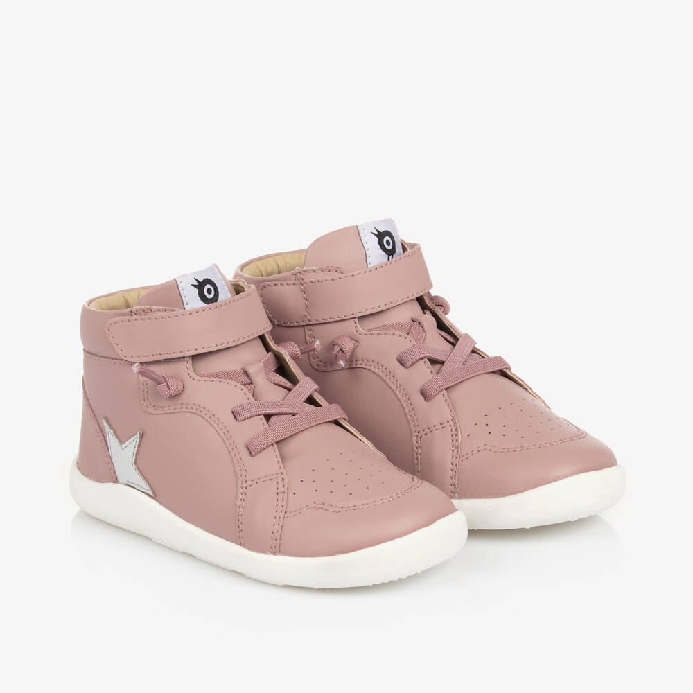 Old Soles - Girls Pink Leather High-Top Trainers | Childrensalon