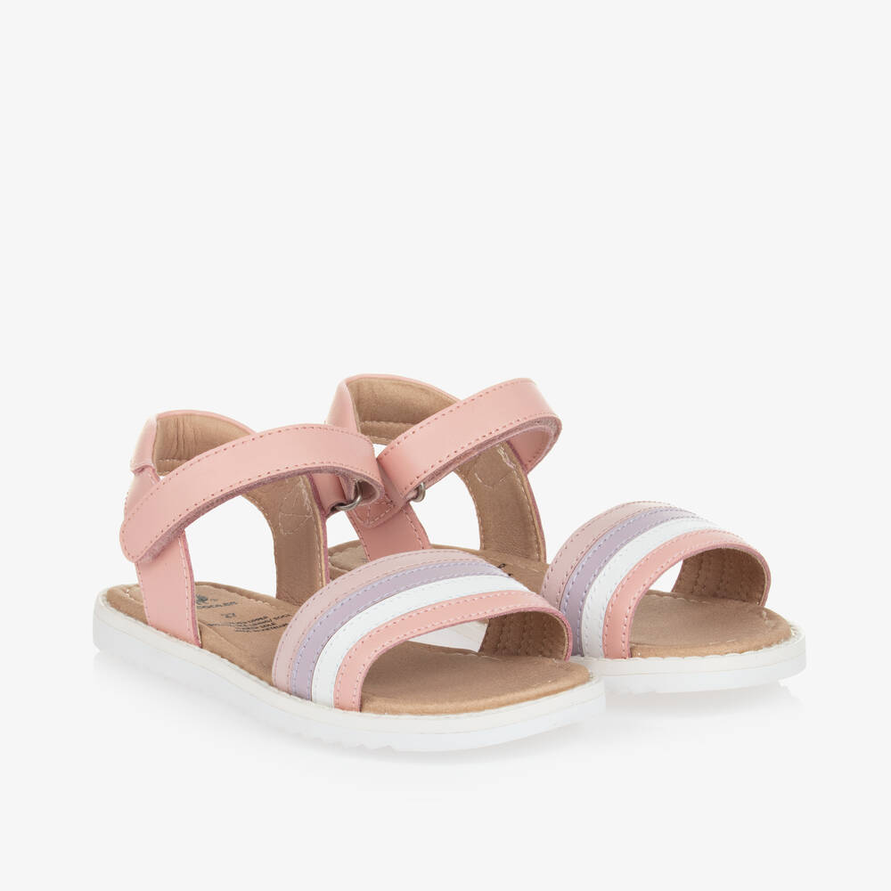 Shop Old Soles Girls Pink Leather Velcro Sandals