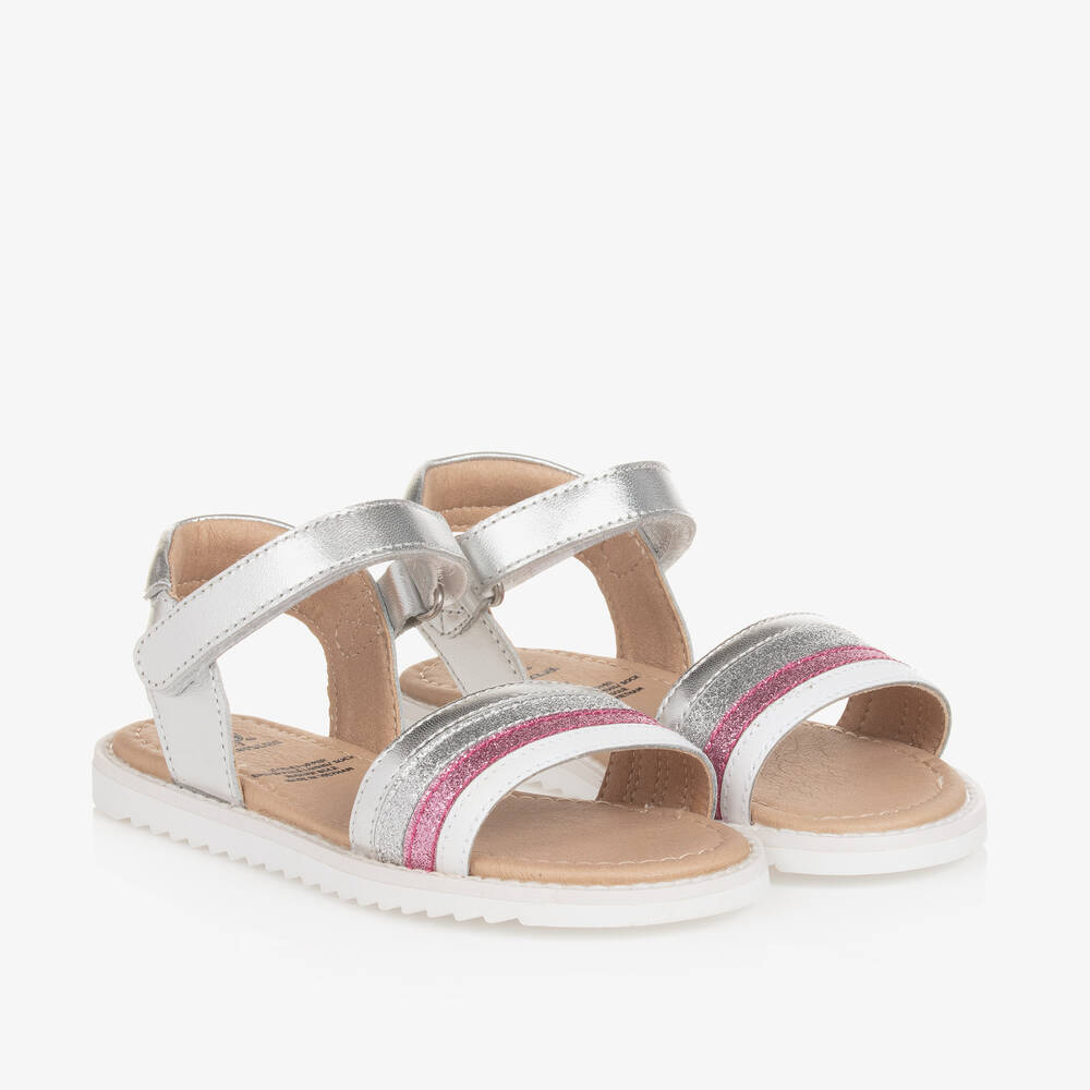 Shop Old Soles Girls Silver Leather Velcro Sandals