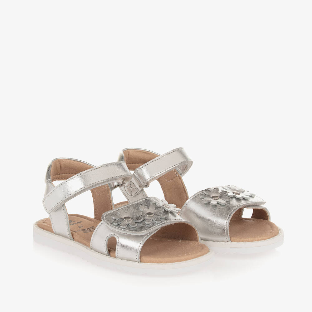Old Soles - Girls Silver Leather Velcro Sandals | Childrensalon