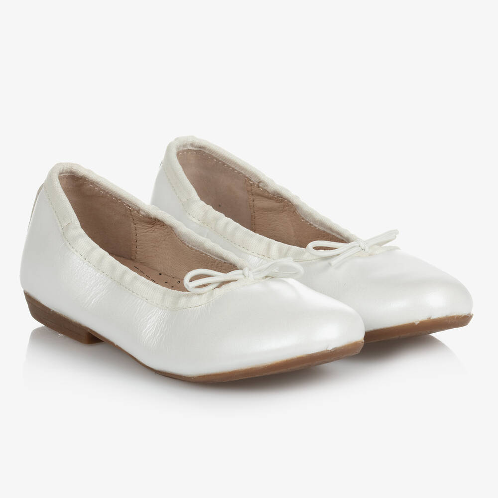 Old Soles - Girls White Leather Ballerina Flats | Childrensalon