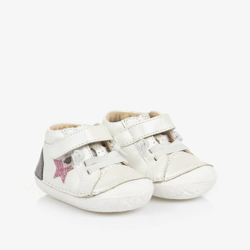 Old Soles - Girls White Leather First Walker Shoes | Childrensalon