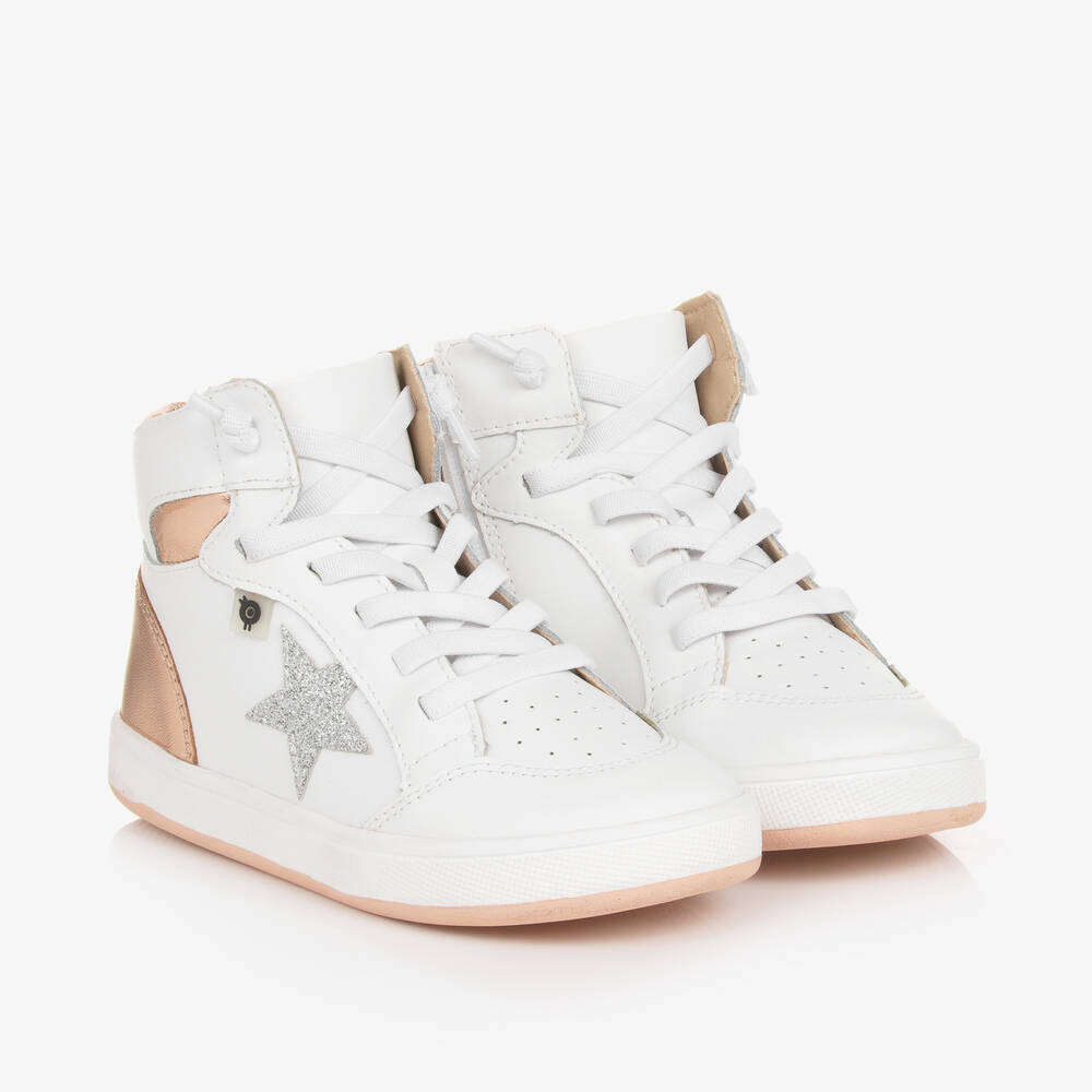 Old Soles - Girls White Leather High-Top Trainers | Childrensalon