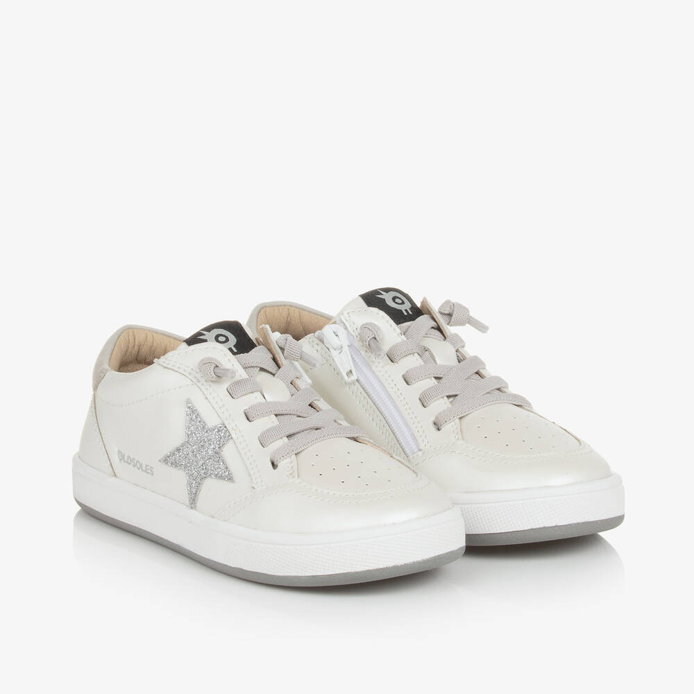 Old Soles - Ivory Leather Star Trainers | Childrensalon