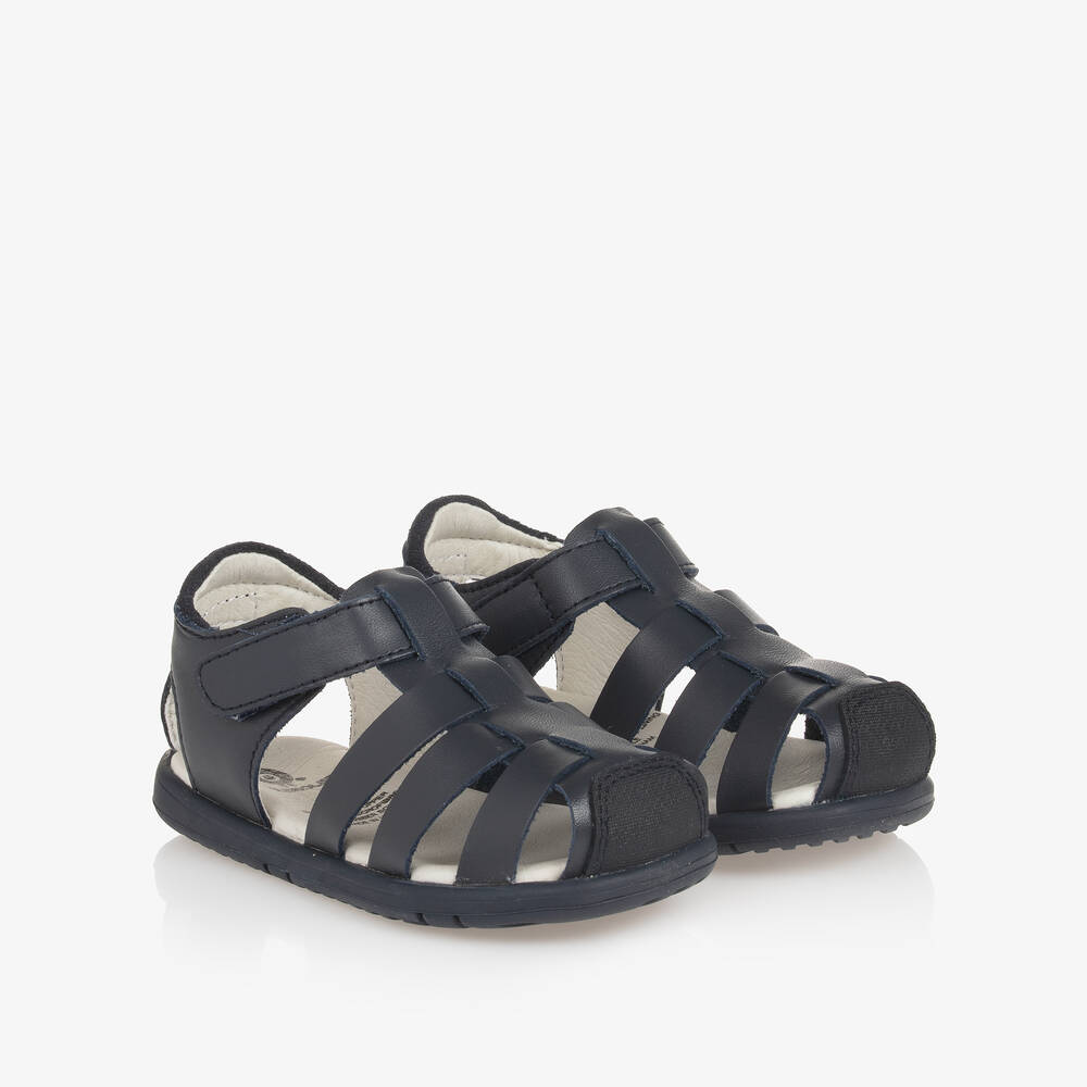 Old Soles Babies' Navy Blue Leather First Walker Sandals
