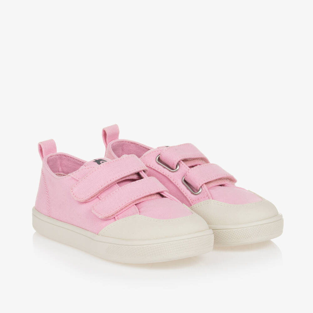 Shop Old Soles Girls Pink Canvas Velcro Trainers