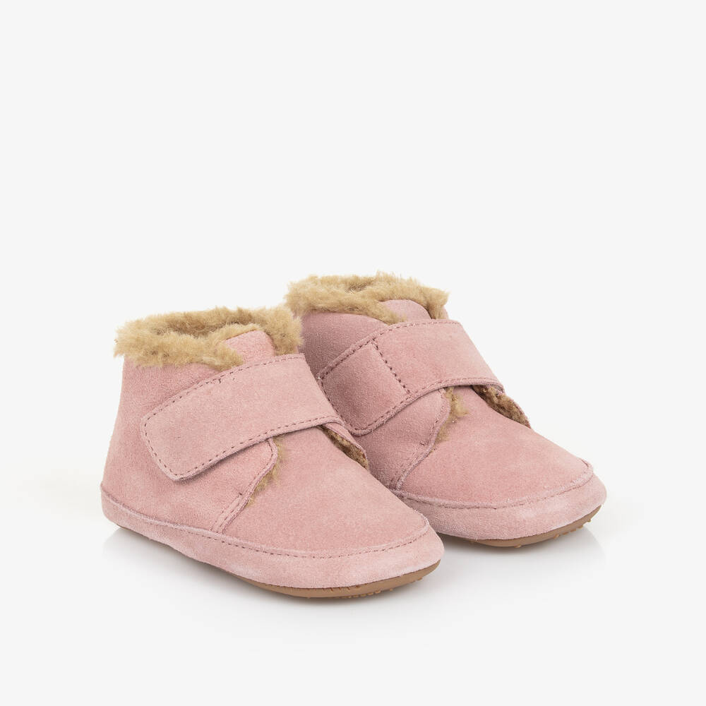 Old Soles - Pink Suede Leather First Walker Shoes | Childrensalon