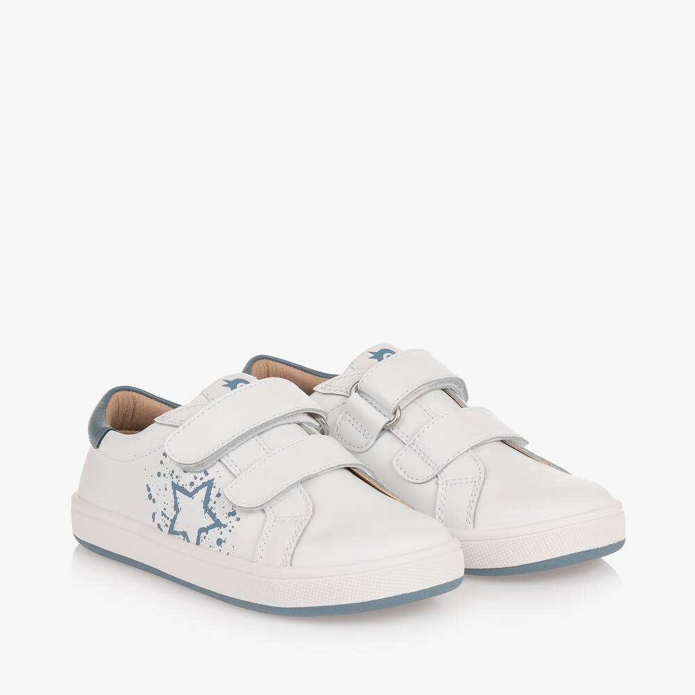 Old Soles - White Leather Velcro Trainers | Childrensalon