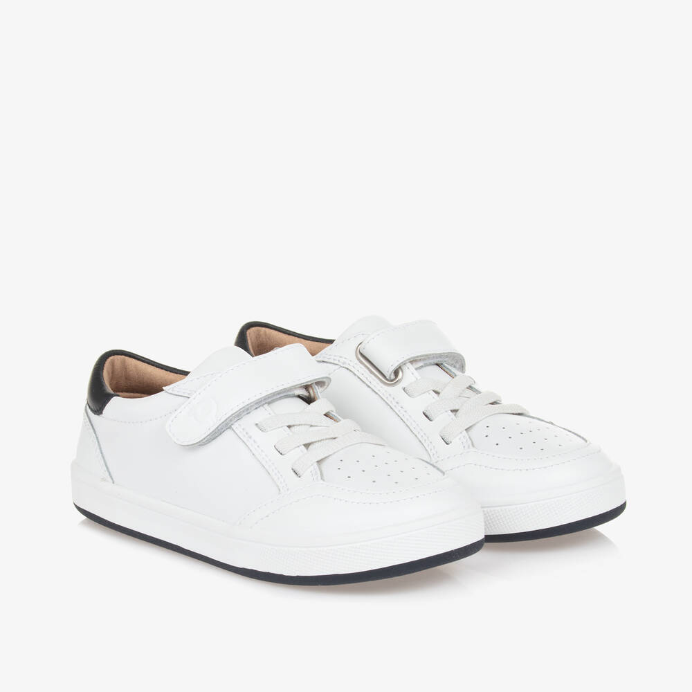 Shop Old Soles White Leather Velcro Trainers