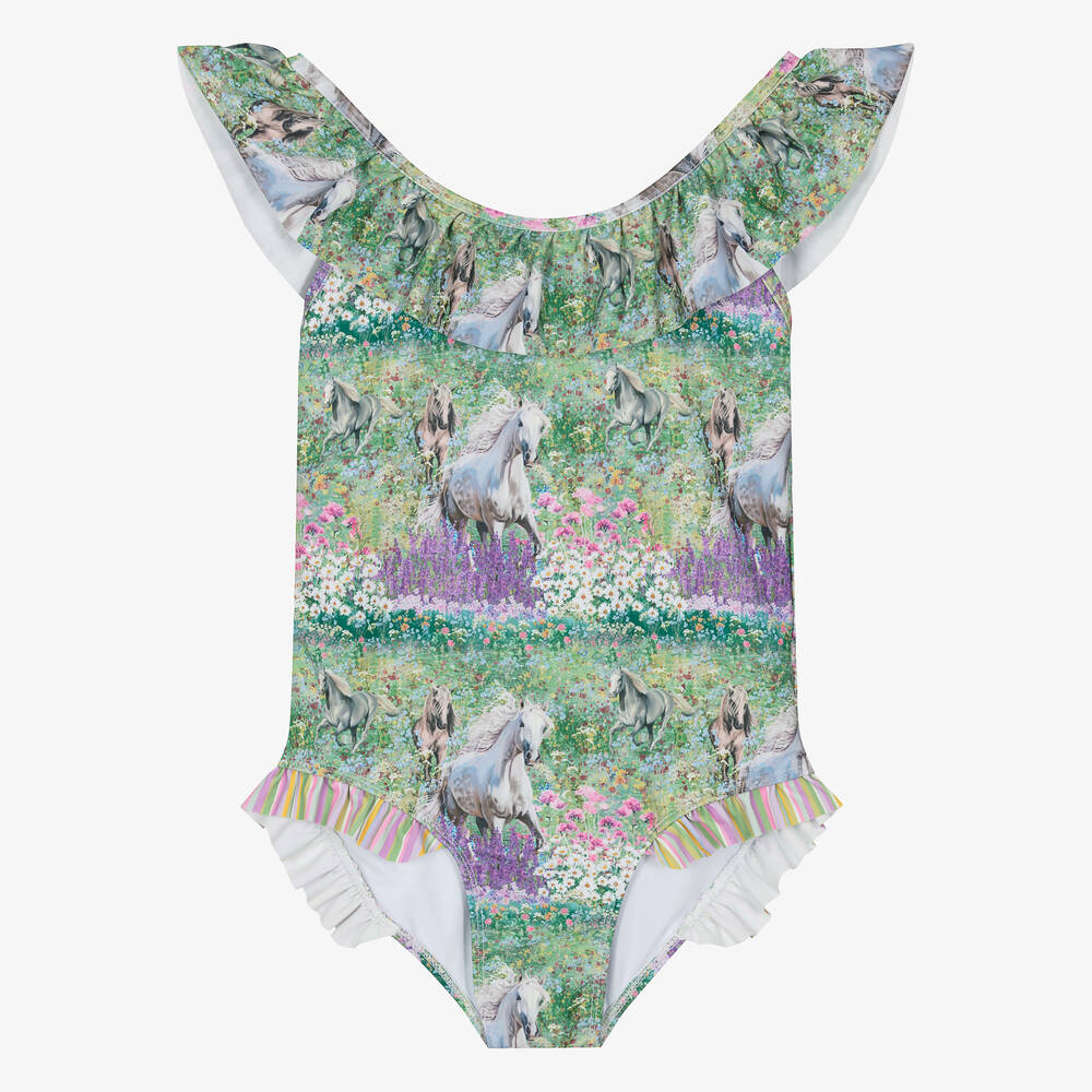 Olga Valentine - Teen Girls Green & Purple Swimsuit (UPF50+) | Childrensalon