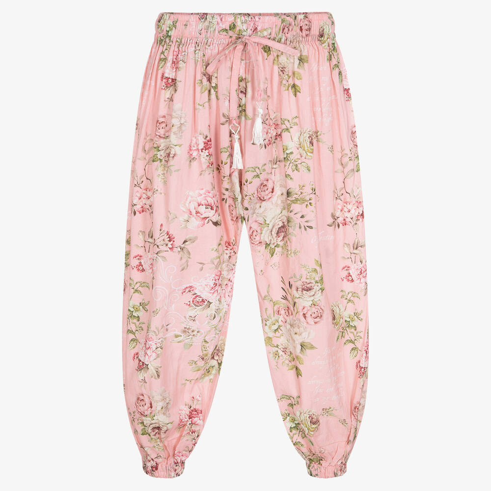 Olga Valentine Teen Girls Pink Floral Cotton Pants