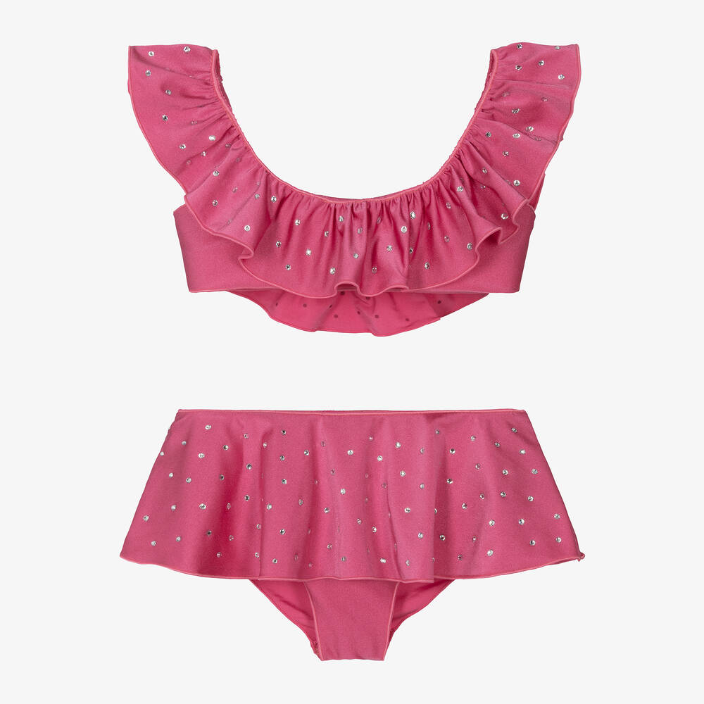Oséree - Girls Pink Diamanté Bikini | Childrensalon