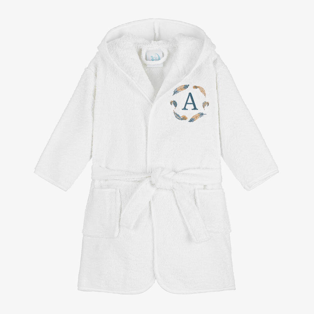Paint My Dreams Babies' White Personalised Feather Bathrobe