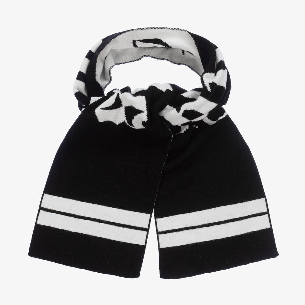 PALM ANGELS BLACK & WHITE KNITTED SCARF