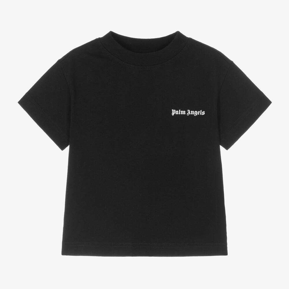 Palm Angels - Черная футболка из органического хлопка | Childrensalon
