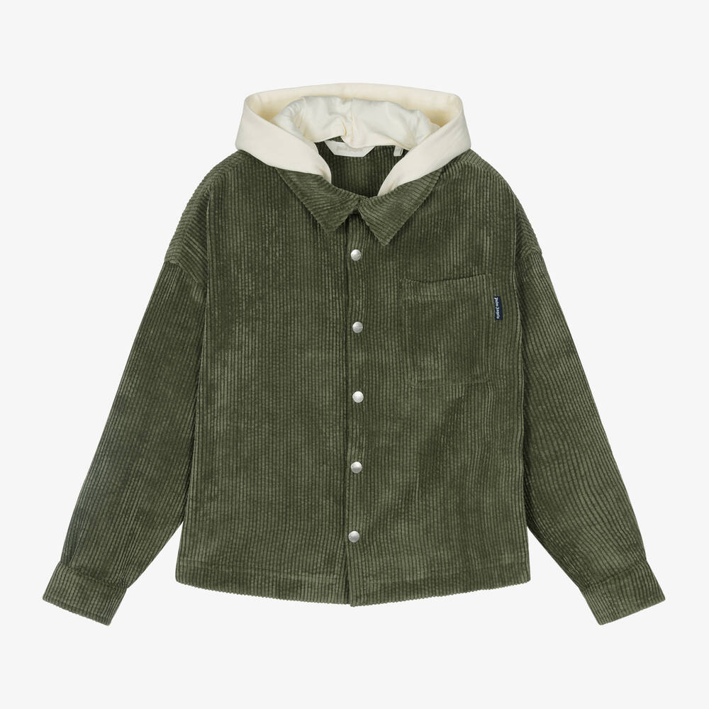 Palm Angels - Boys Green Corduroy Overshirt | Childrensalon