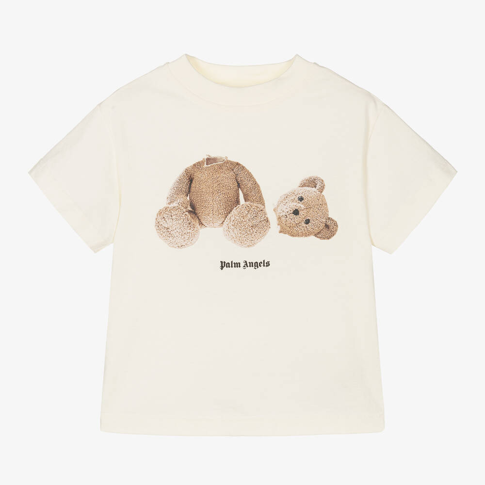 Palm Angels - Boys Ivory Cotton Bear T-Shirt | Childrensalon