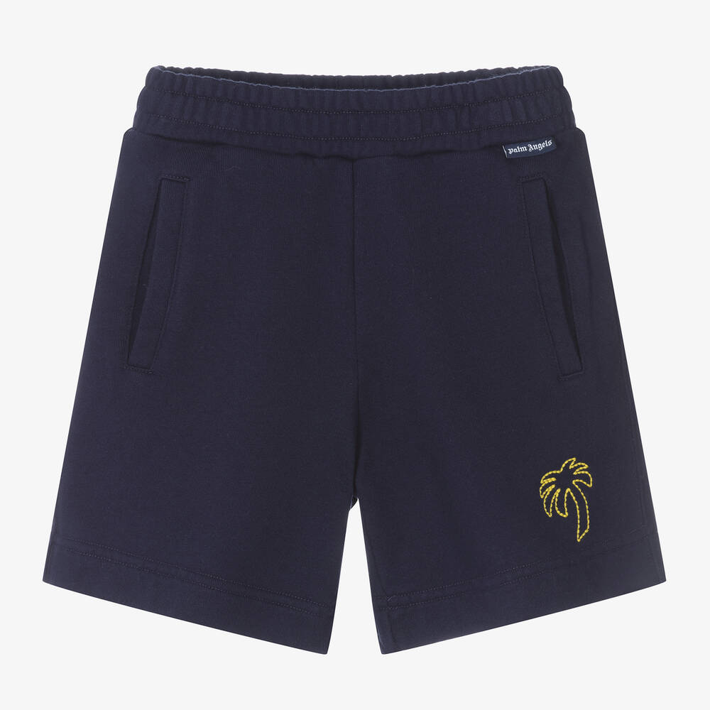 Palm Angels - Boys Navy Blue Cotton Shorts | Childrensalon